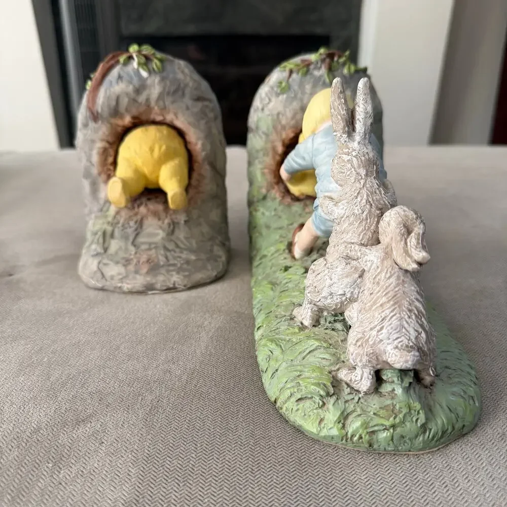 Disney Winnie the Pooh & Christopher Robin Bookends with Rabbit Friends